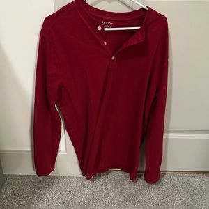 J. Crew Long-Sleeve Red Henley (Large)